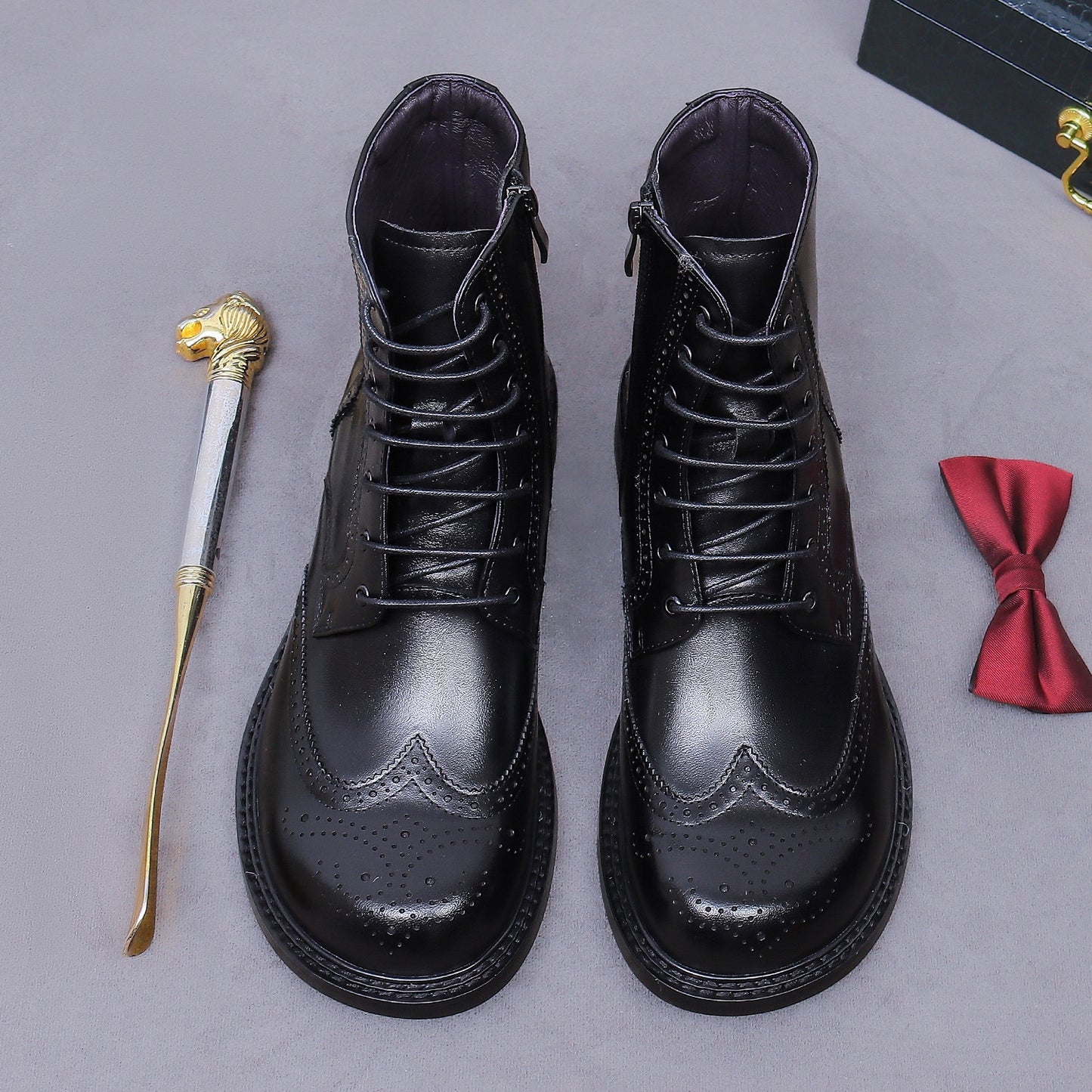 Retro Carving High-Top Business Casual Chelsea Boots 96191