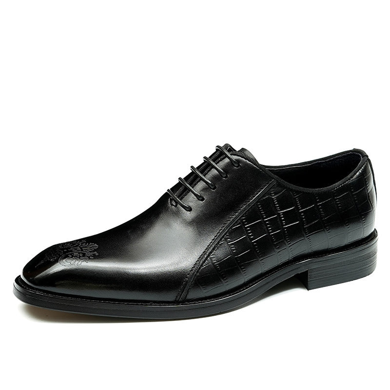 Top Layer Cowhide Men's Leather Shoes Men's Leather Shoes Authentic Leather British Style Carved Color Matching Business Formal Wear Square Toe Oxford Shoes68916