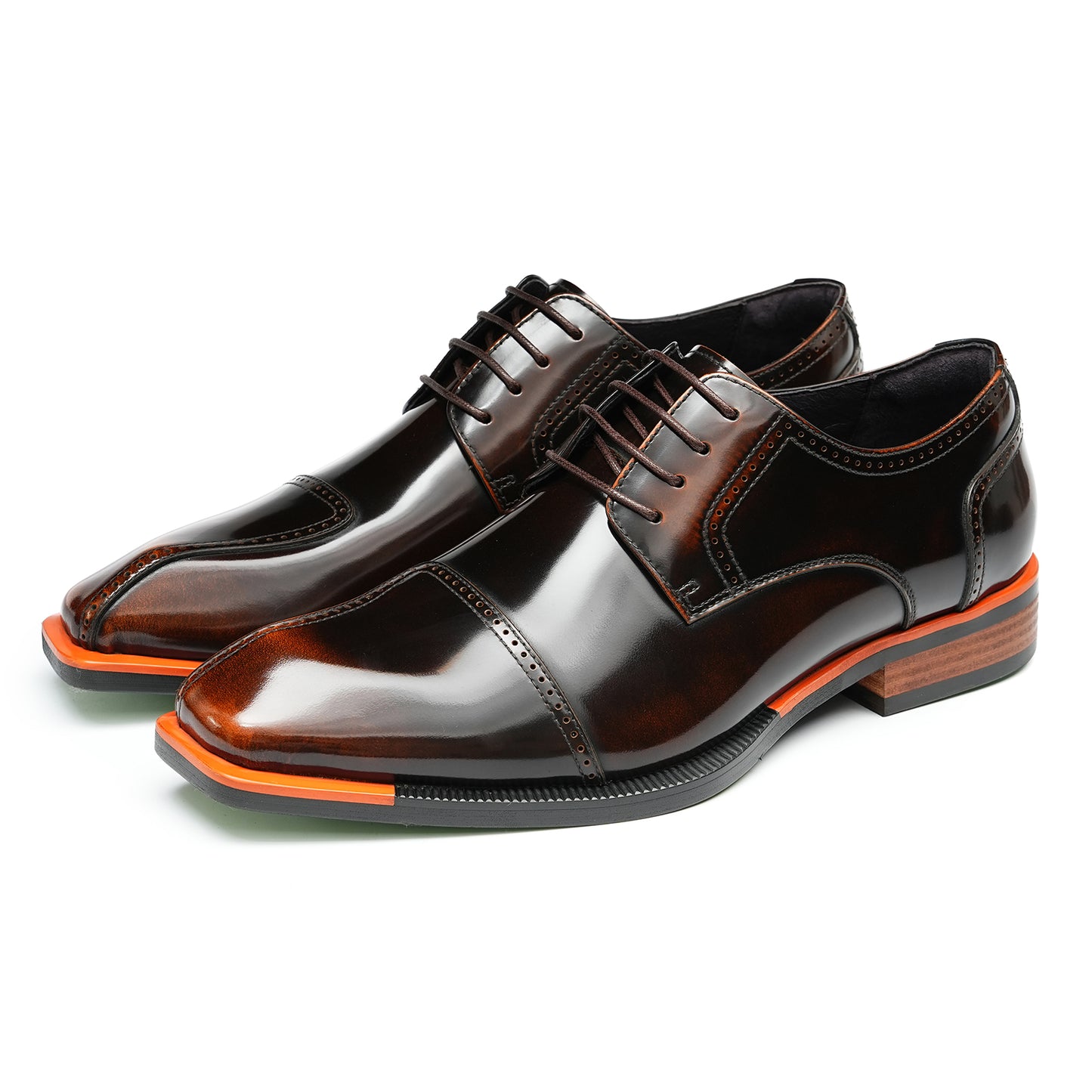 Y'Stride Men's Square Toe Derby Shoes  Business Formal Leather Shoes 23713