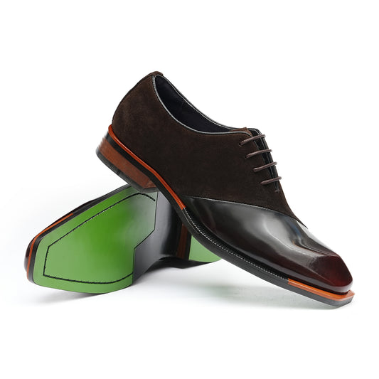 Y'Stride Shiny leather and suede Oxford shoes 23722