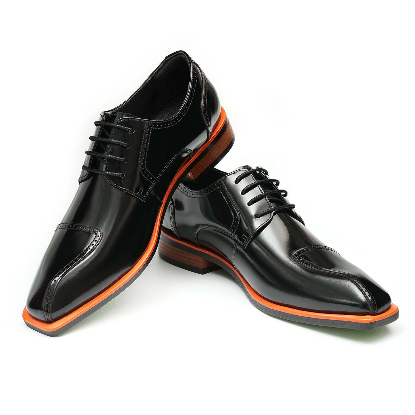 Y'Stride Men's Square Toe Derby Shoes  Business Formal Leather Shoes 23713