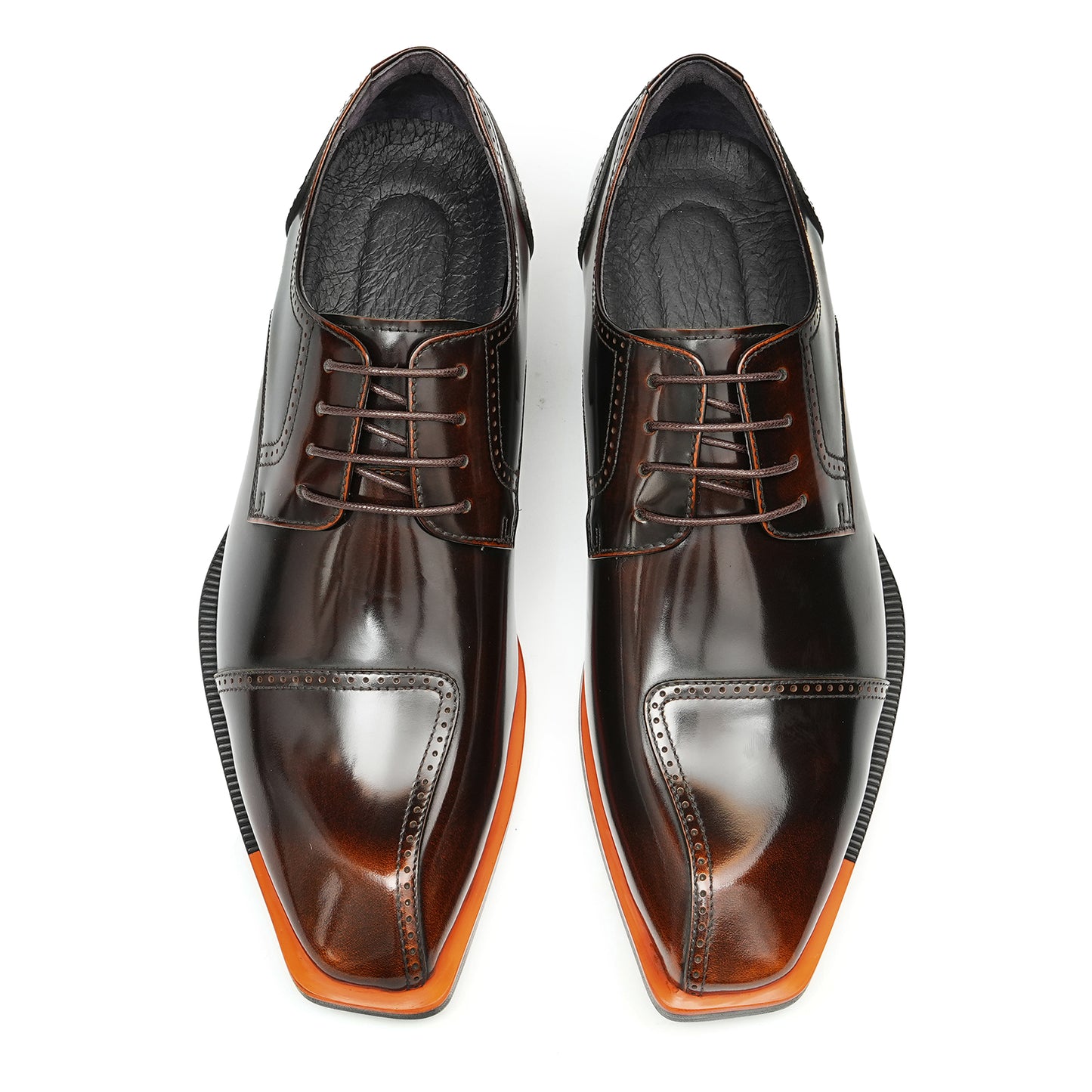 Y'Stride Men's Square Toe Derby Shoes  Business Formal Leather Shoes 23713