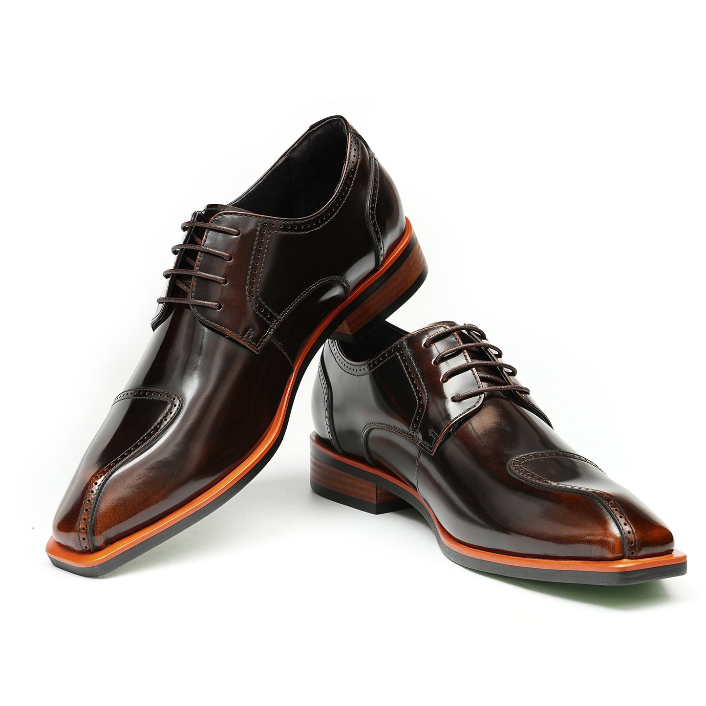 Y'Stride Men's Square Toe Derby Shoes  Business Formal Leather Shoes 23713