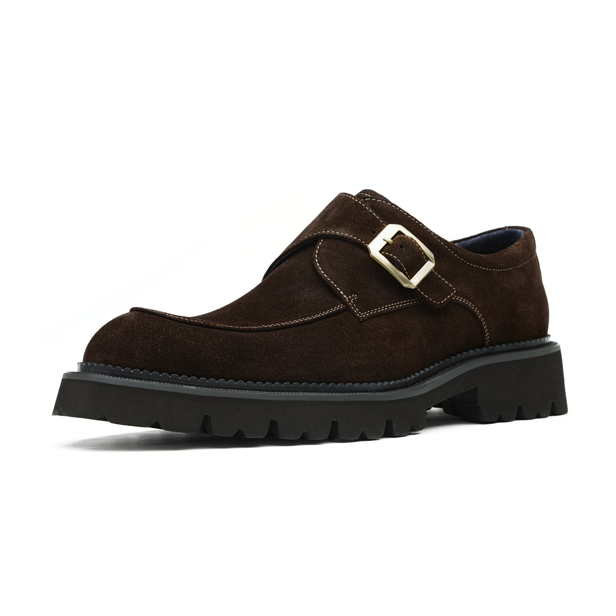Y'Stride Men's Cowhide Suede Loafers 96189 – Retro Buckle Chunky Dress Shoes