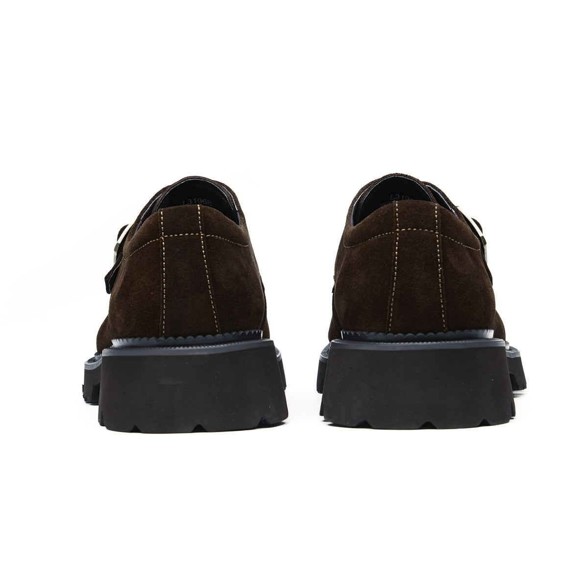 Y'Stride Men's Cowhide Suede Loafers 96189 – Retro Buckle Chunky Dress Shoes