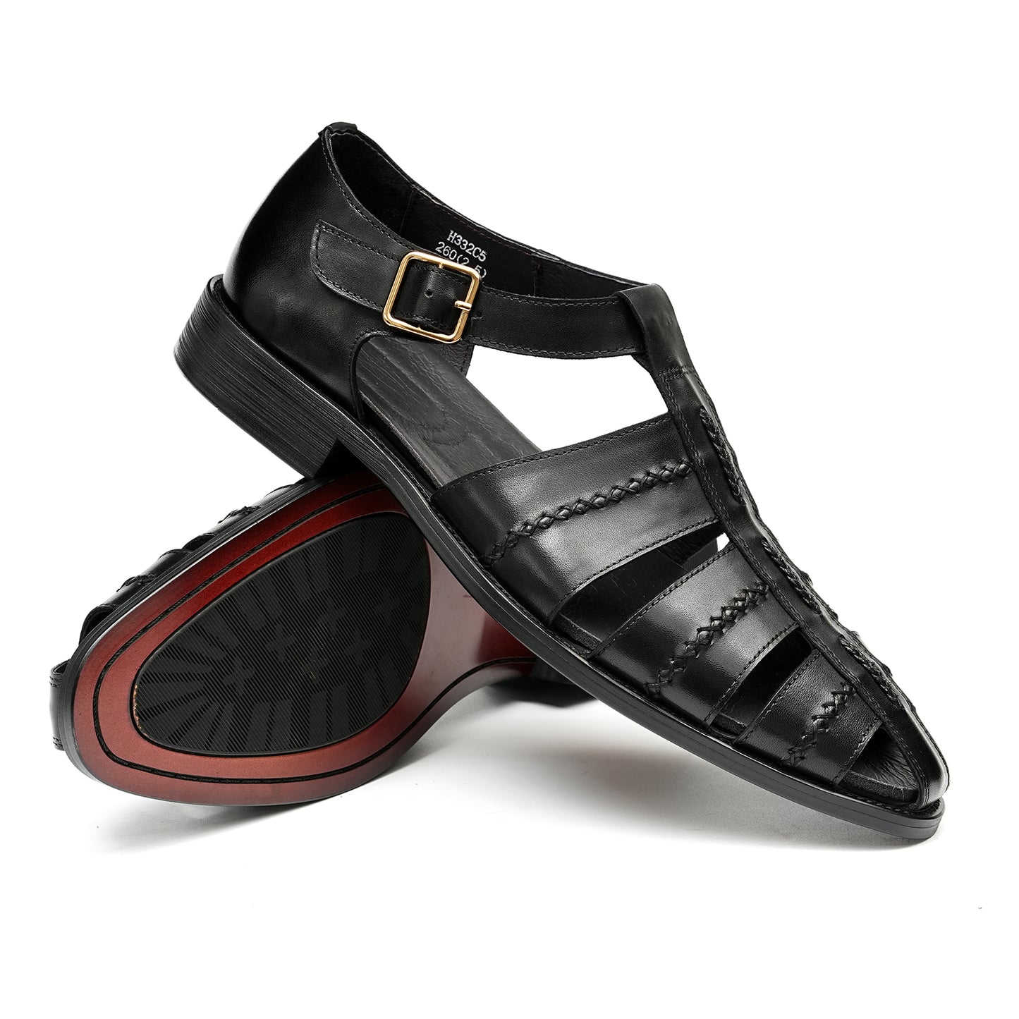 Y'Stride Summer Men's Hand Woven Genuine Leather Retro Roman Sandals 23715
