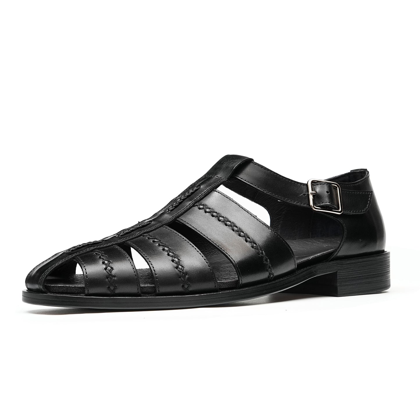 Y'Stride Summer Men's Hand Woven Genuine Leather Retro Roman Sandals 23715
