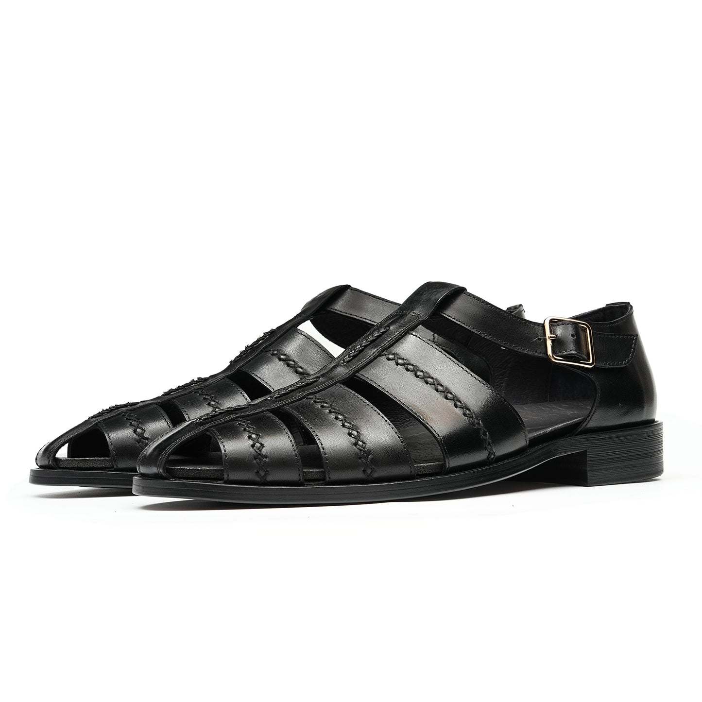 Y'Stride Summer Men's Hand Woven Genuine Leather Retro Roman Sandals 23715
