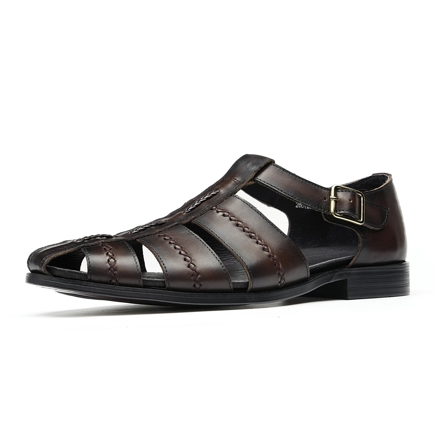 Y'Stride Summer Men's Hand Woven Genuine Leather Retro Roman Sandals 23715