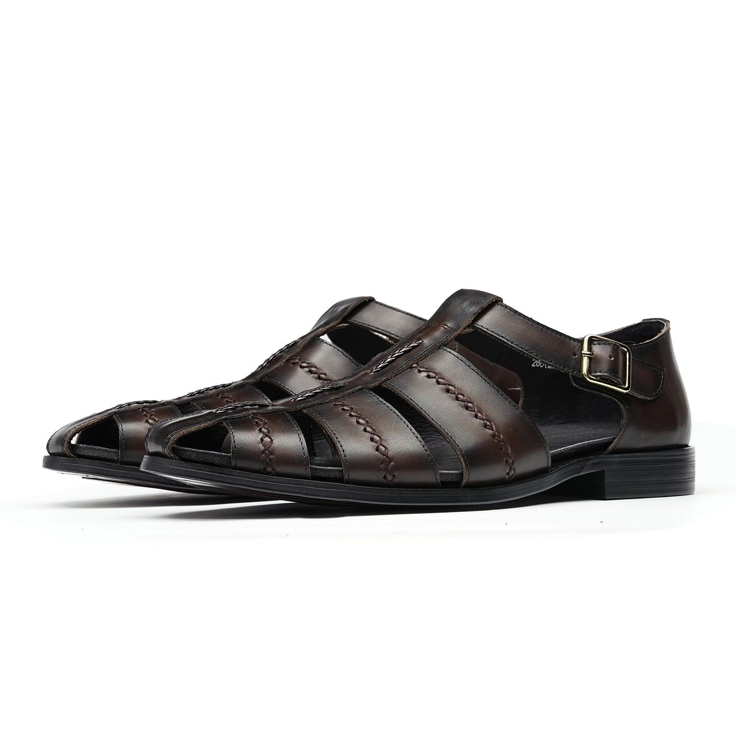 Y'Stride Summer Men's Hand Woven Genuine Leather Retro Roman Sandals 23715