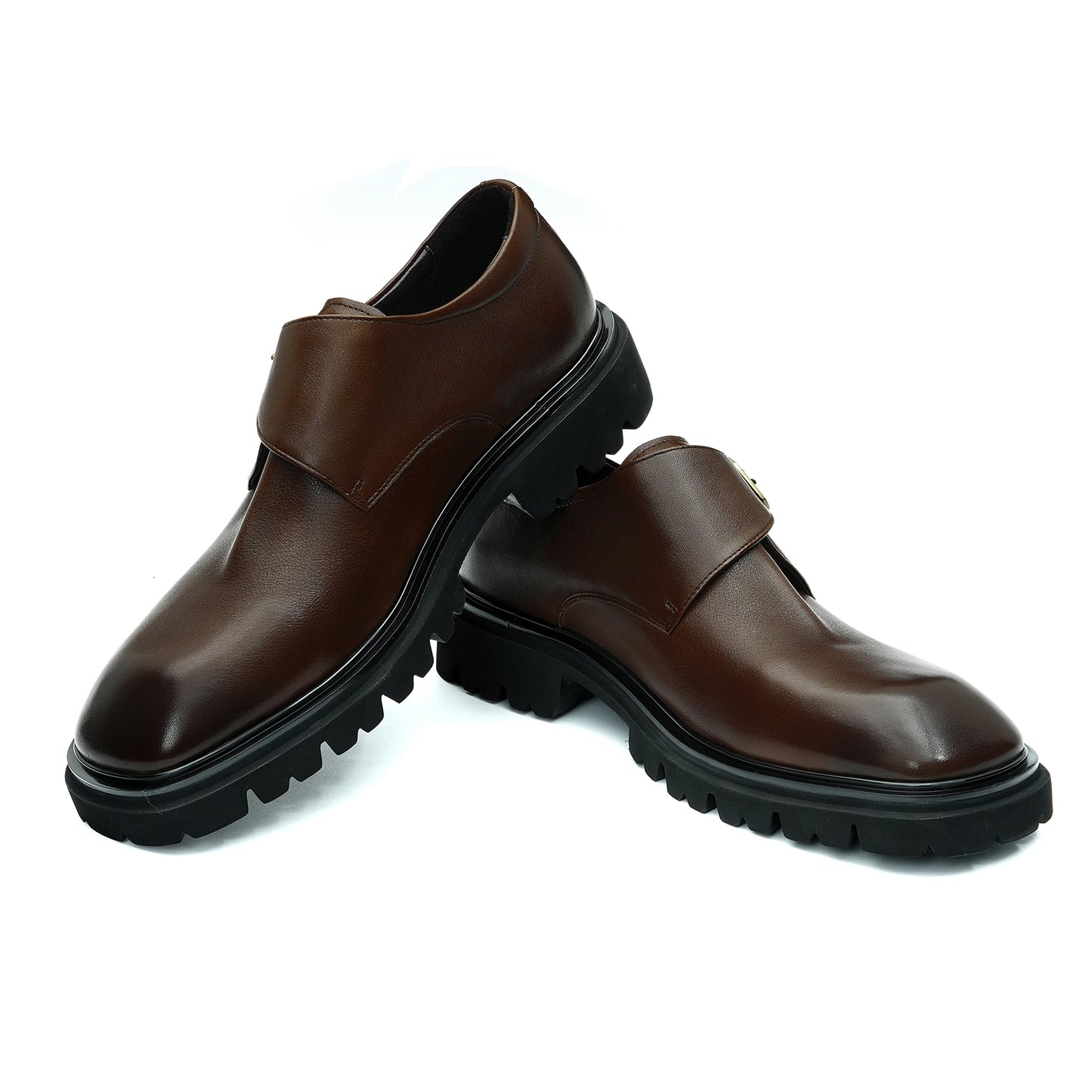 Chaussures en cuir de vachette de première couche pour hommes Chaussures en cuir décontractées pour hommes Chaussures en cuir à pieds larges pour hommes Chaussures à boucle à plateforme rétro britannique pour hommes93133 