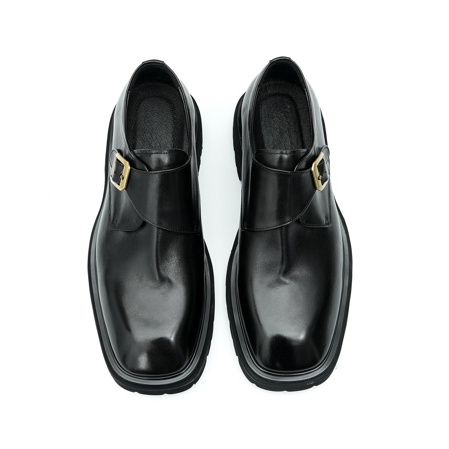 Chaussures en cuir de vachette de première couche pour hommes Chaussures en cuir décontractées pour hommes Chaussures en cuir à pieds larges pour hommes Chaussures à boucle à plateforme rétro britannique pour hommes93133 