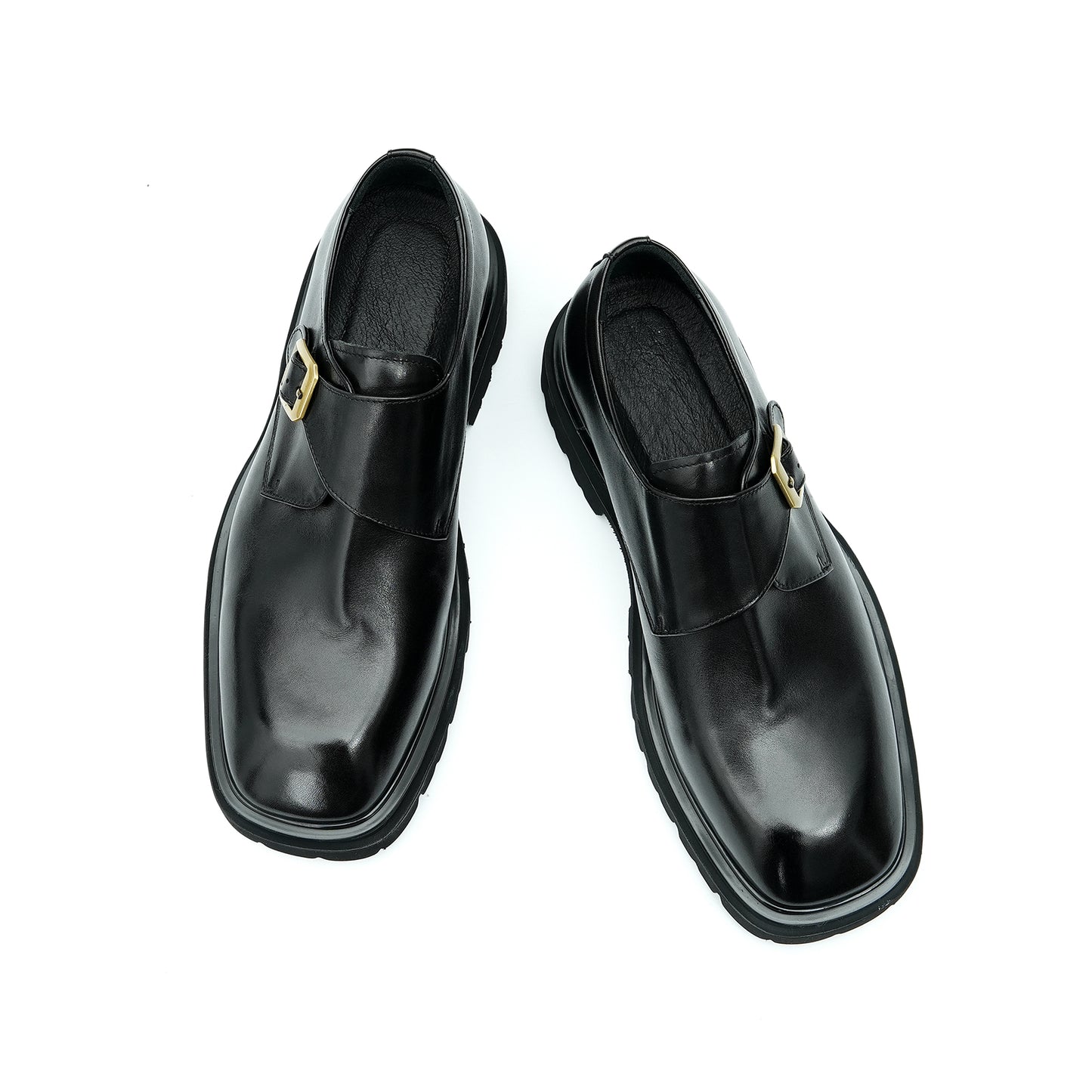 Chaussures en cuir de vachette de première couche pour hommes Chaussures en cuir décontractées pour hommes Chaussures en cuir à pieds larges pour hommes Chaussures à boucle à plateforme rétro britannique pour hommes93133 