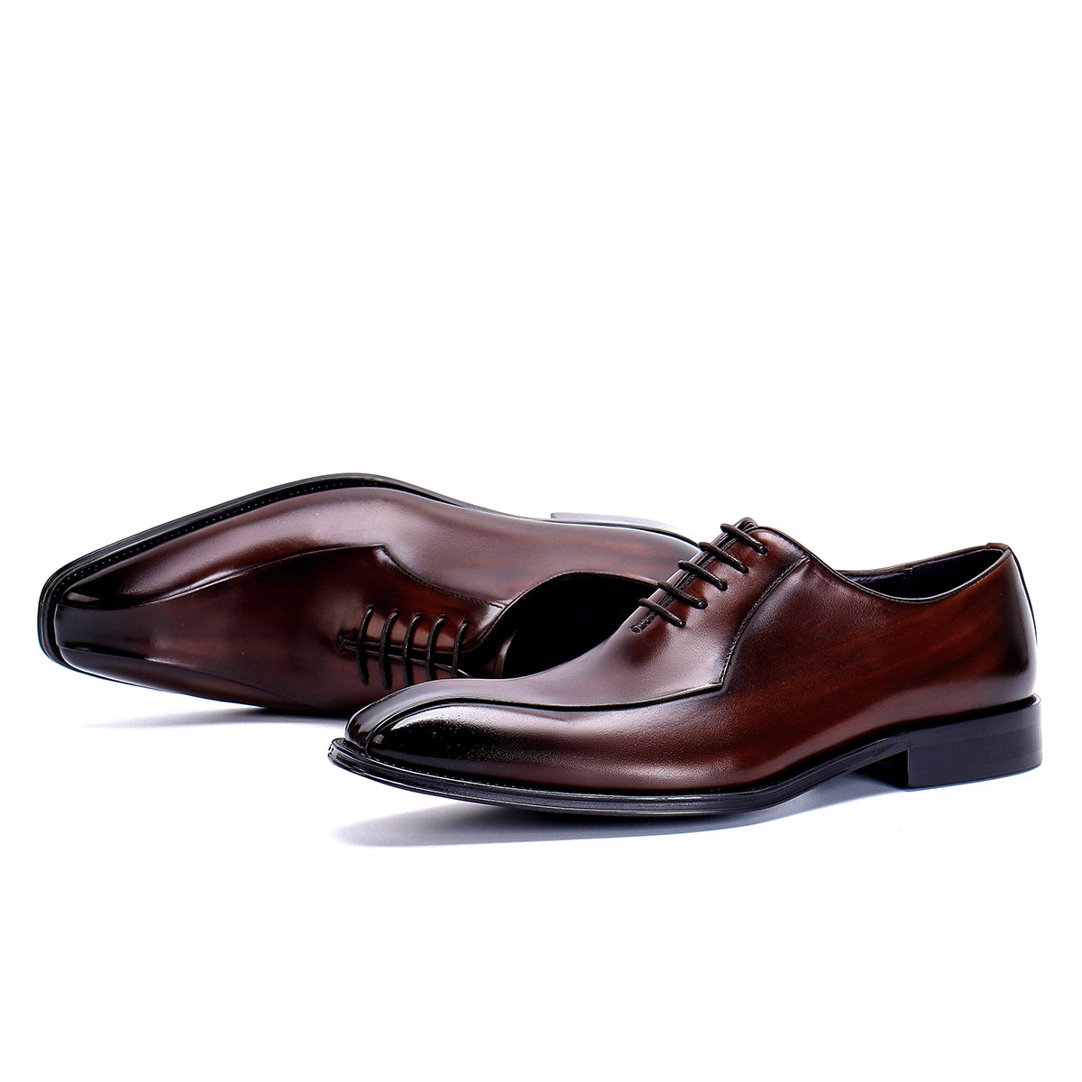 Chaussures en cuir pour hommes Chaussures formelles en cuir véritable pour hommes Chaussures Oxford à bout carré Chaussures d'affaires britanniques faites à la main 89256 