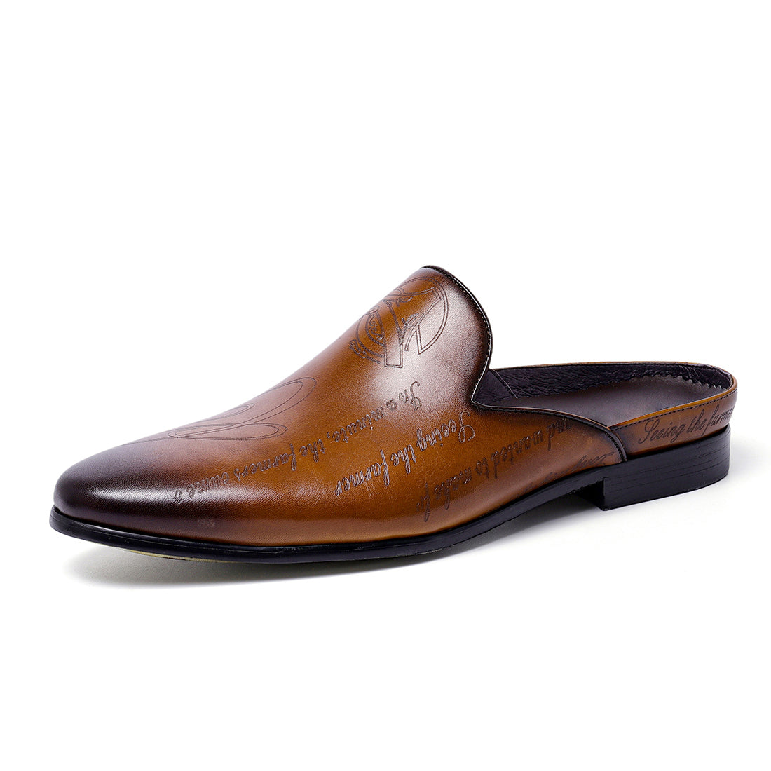 Pantoufles à bout fermé sculptées en cuir pour hommes Chaussures en cuir de mode pour l'extérieur pour hommes Mocassins pantoufles pour hommes 68132 