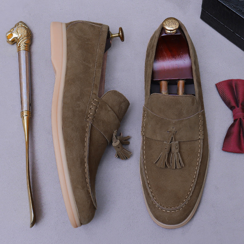 Slip-On Suede Tassel Loafers Moccasins Suede Leather Shoes 86218
