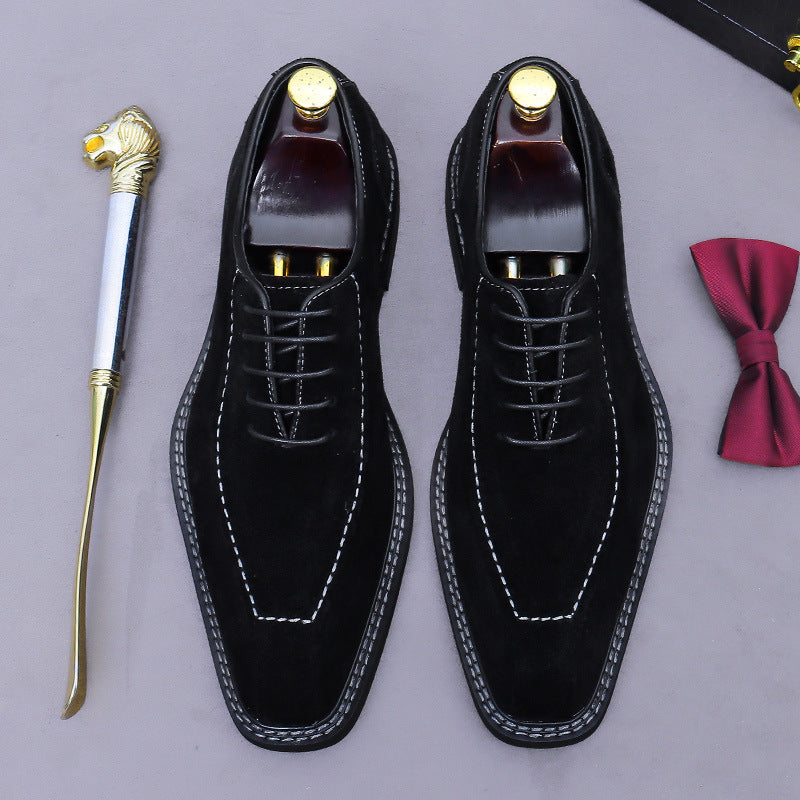 Handmade Square-Toe Lace-Up Dress Shoes for Men 96187