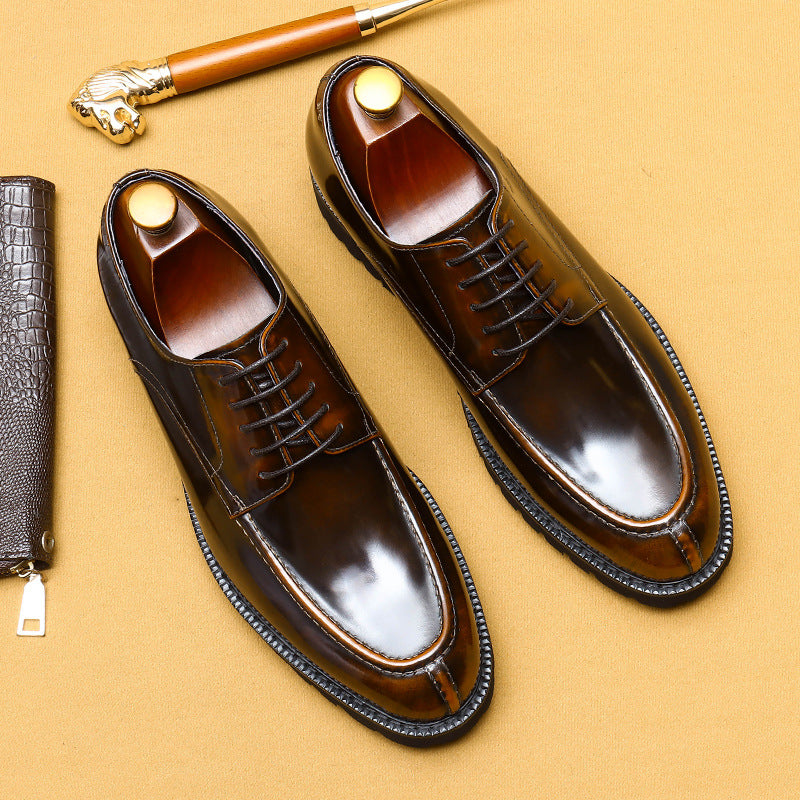 Men’s British-Style Glossy Leather Shoes 23660