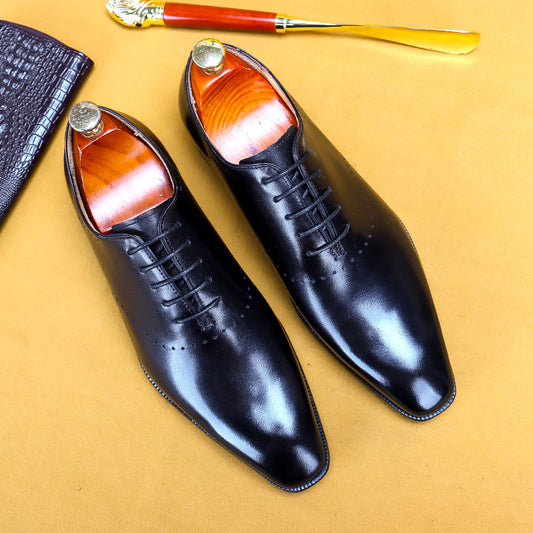 Top Layer Cowhide Men's Leather Shoes top Layer Cowhide Men's Dress Shoes Men's Real Cowhide Lining Business Pointed British Style Men's Shoes66292