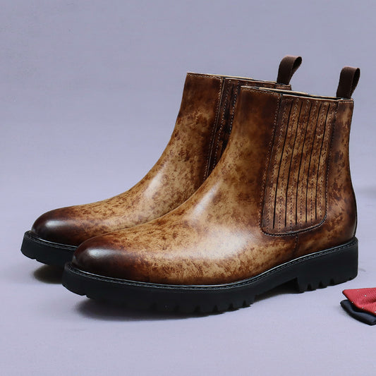 Men's Martin boots genuine leather Chelsea high-top shoes 68915