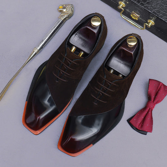 Shiny leather and suede Oxford shoes 23722