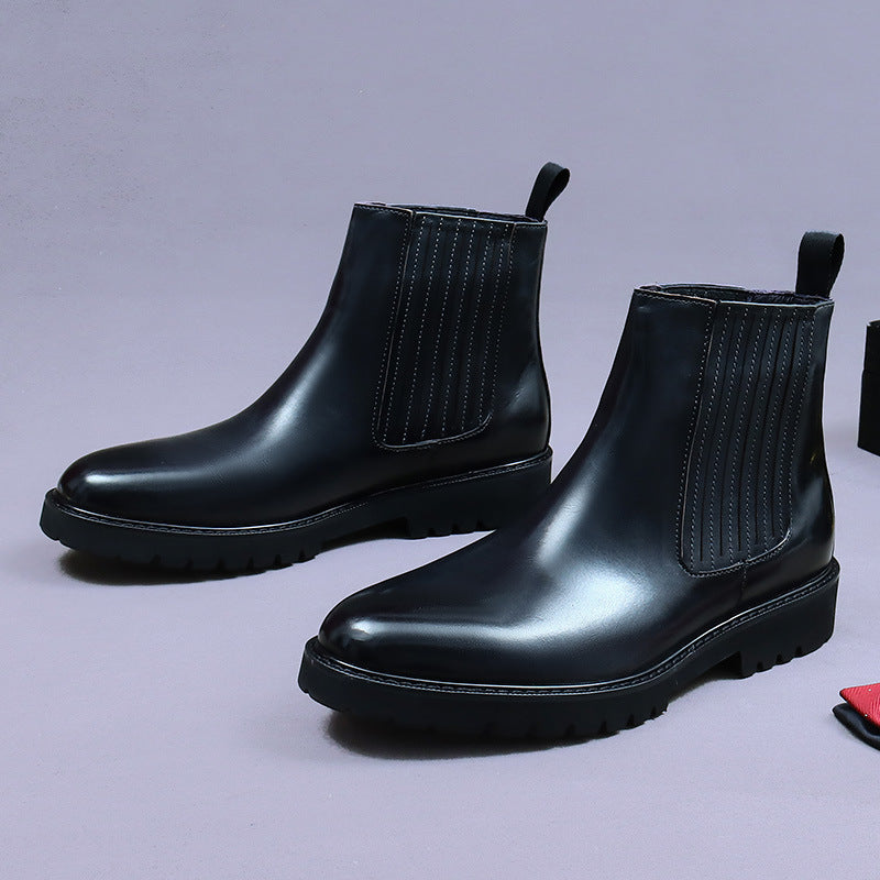 Men's Martin boots genuine leather Chelsea high-top shoes 68915