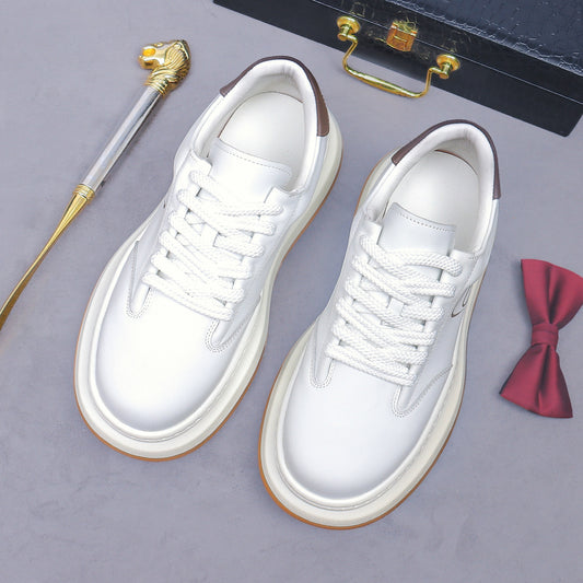 Men’s New Genuine Leather White Sneakers 88002