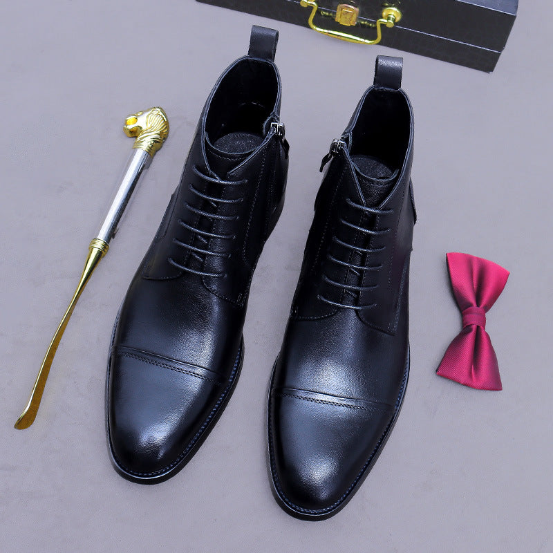 British Style Genuine Leather Formal Business Chelsea Boots 68927