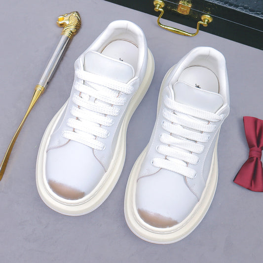Men’s New Genuine Leather White Sneakers 88003