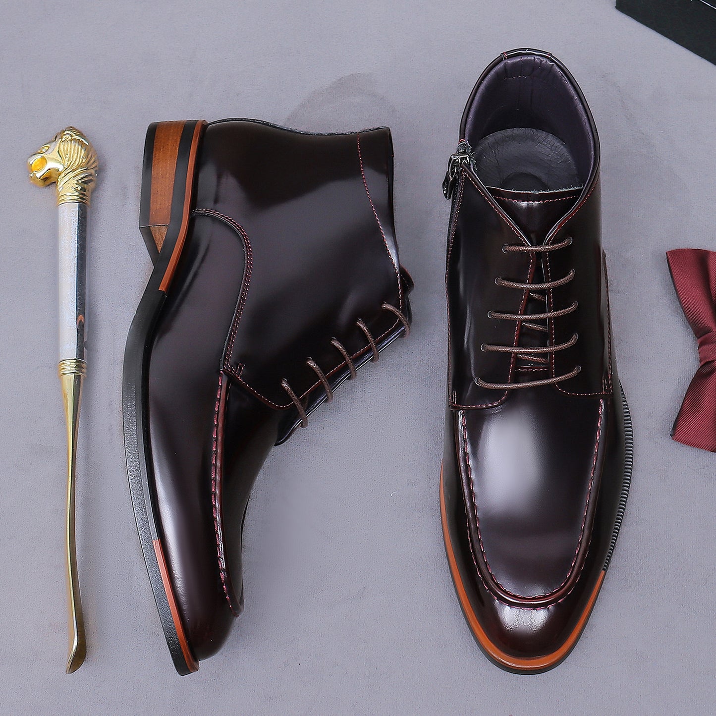 Men’s British Style Pointed-Toe Leather Boots 23737