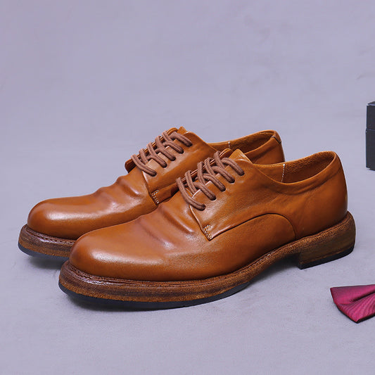 Light Luxury Horse Leather Genuine Leather Handmade Leather Shoes Men's British Cowhide Shoes Leather Sole Work Shoes 76010