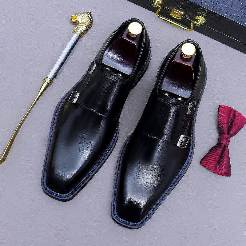 Men’s Buckle-Strap Genuine Leather Dress Shoes 96172