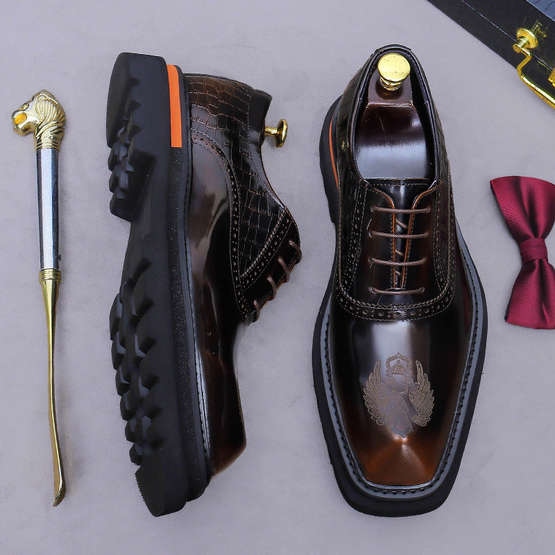 Totem Square Toe Brogue Oxford Shoes For Men 25888