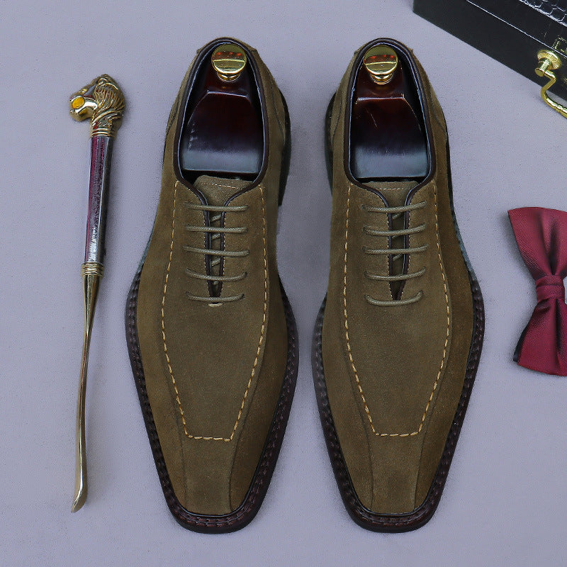 Handmade Square-Toe Lace-Up Dress Shoes for Men 96187