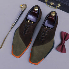 Men's Suede and genuine leather color-blocked shoes 23721