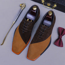 Men's Suede and genuine leather color-blocked shoes 23721